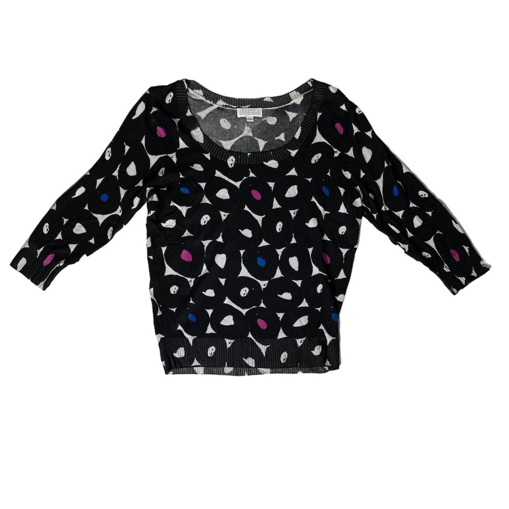 Joseph A. Three Quarter Sleeve Graphic Print Cropped Sweater Size Large
